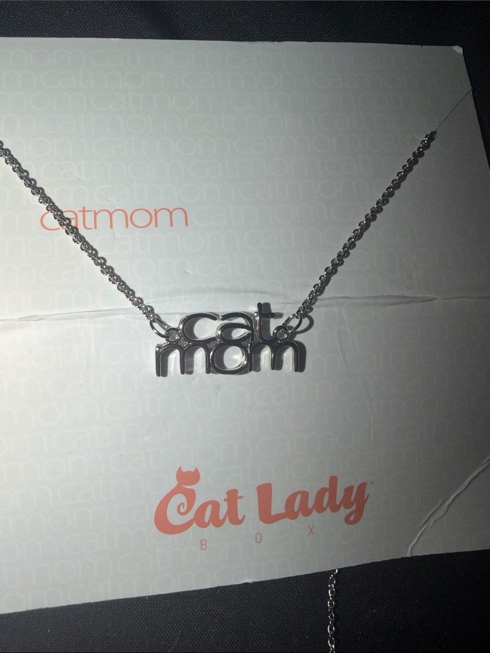 Silver-Tone 'Catmom' Pendant Necklace